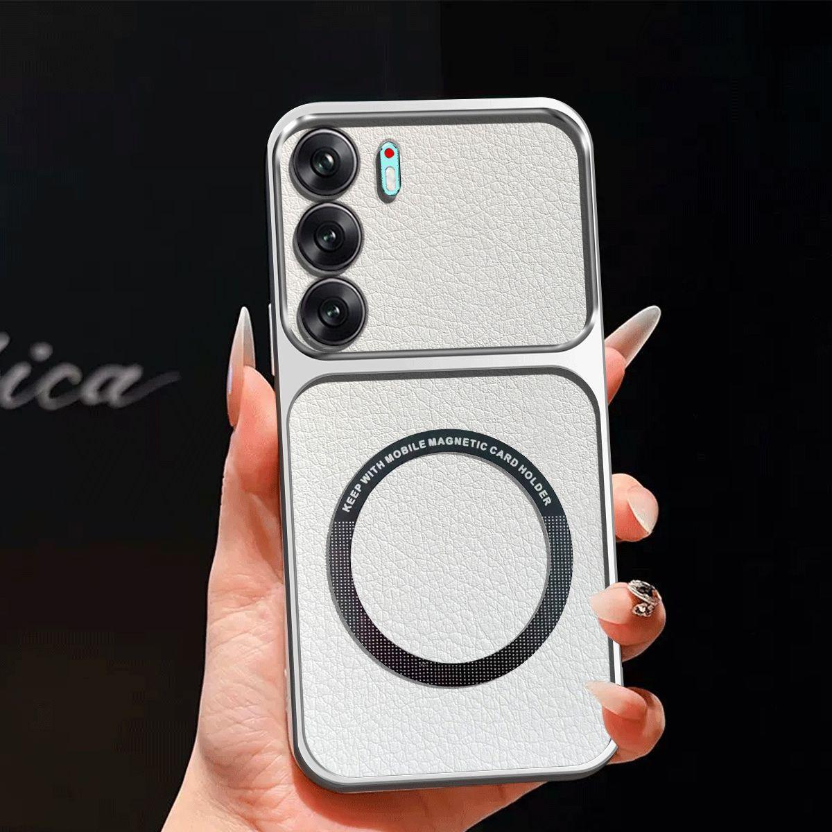 Улучшенный защитный чехол с большим объективом для TECNO CAMON 40, Pro 5G, роскошный кожаный чехол с магнитным кольцом CAMON 40 Pro 5G white