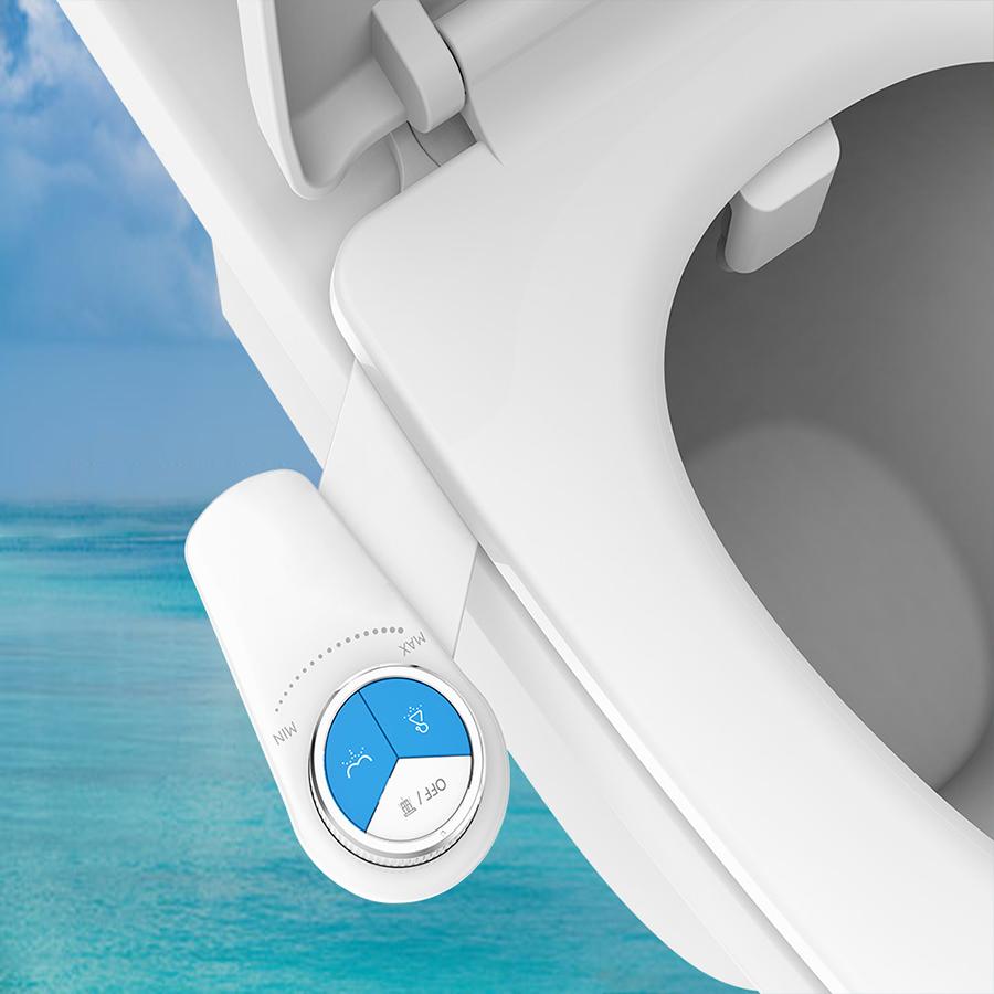 Non-Electric Bidet Toilet Attachment - Dual Nozzle with Adjustable Pressure for Feminine & Posterior Wash