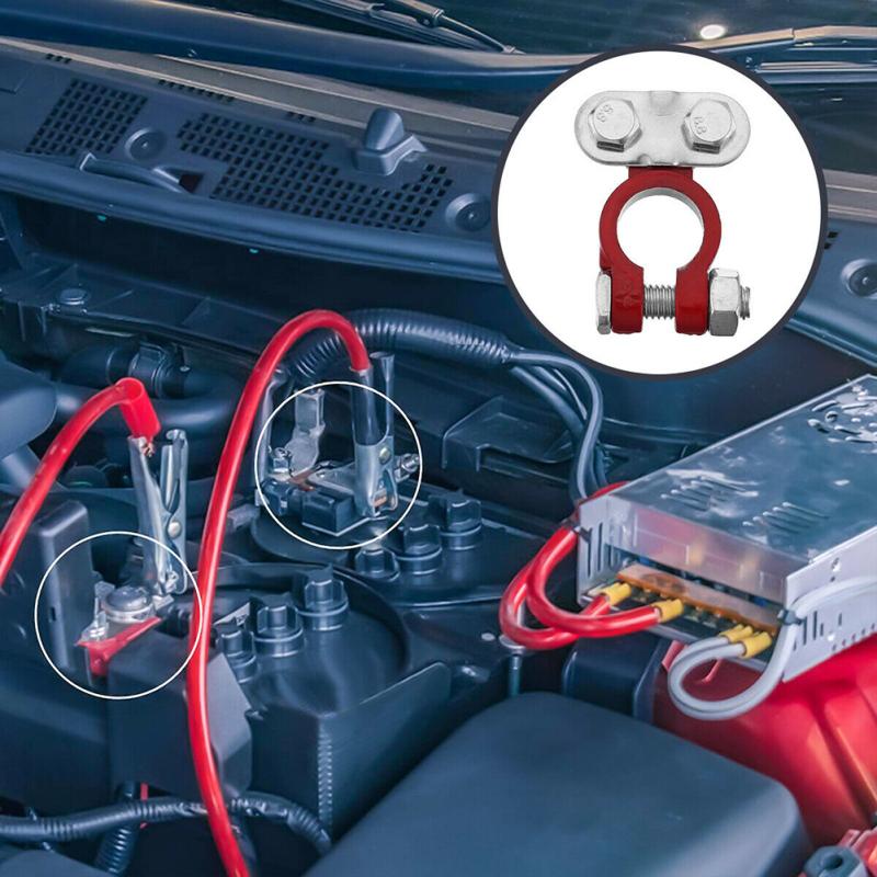 2 Pcs Car Battery Terminal Connector Positive And Negative Pole Post Heavy-duty Clamp Clip Terminal