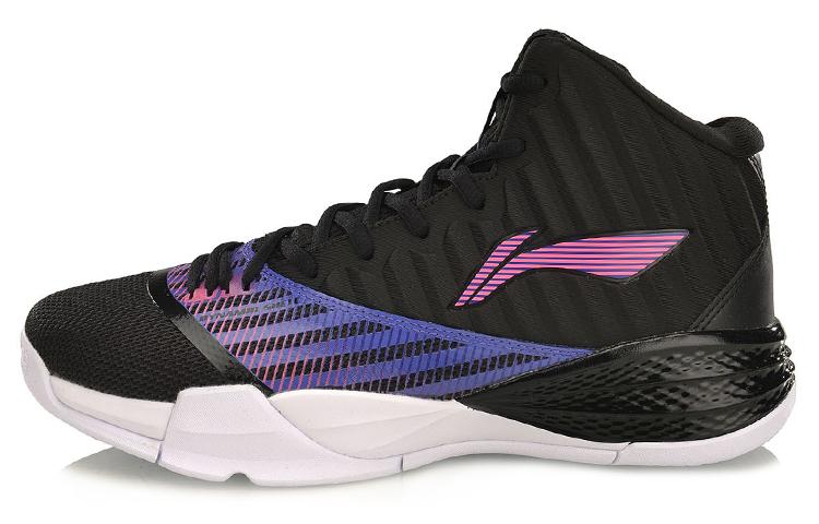 Li Ning BADFIVE Vintage Basketball Shoes Men s High Top Black/Blue/Pink ABPP003-3 41
