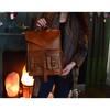 Goat Leather Bag Backpack Laptop Rucksack Vintage Travel Brown Genuine Men's New