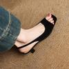 Fashion 2025 New Summer Women Sandals Kid Suede Leather Women Shoes Peep Toe Chunky Heel Concise Designer Sandals