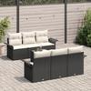 VidaXL Set de Canapé de Jardin 7 pièces avec Coussins Noir Poly Rotin 3345247