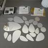 20pcs 3D Mirror Wall Sticker Pebble Stone Shape Mirror Mural Wall Decal for Living Room Bedroom TV Background Art DIY Home Decor