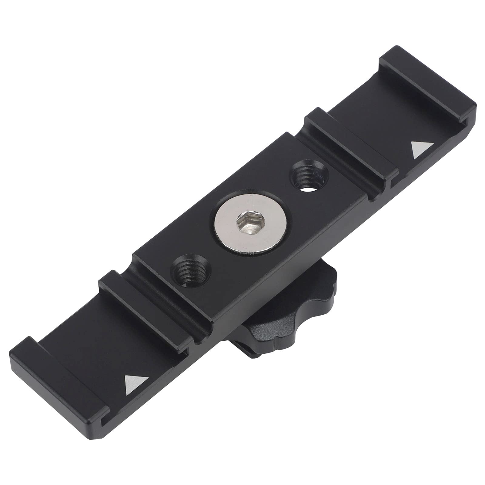 

Dual Cold Shoe Mount Dual Cold Shoe Mount Plate Dual Hot Shoe Extension Bar for DSLR Flash LED Video Light Bracket, Adapter, Nikon, Canon, Sony, чорний