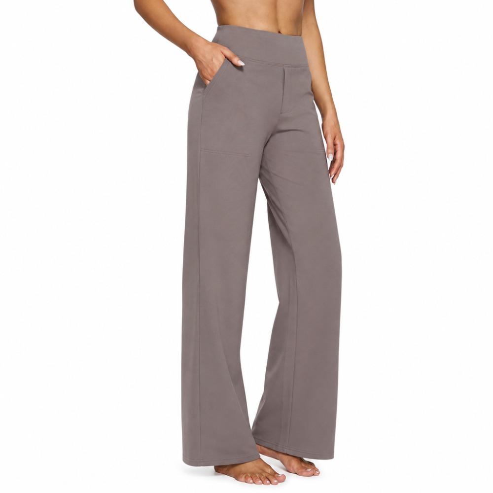 Lässige High Waist Straight Leg Hosen Lockere Tasche Yogahosen Damen Entspannte Passform Sporthosen