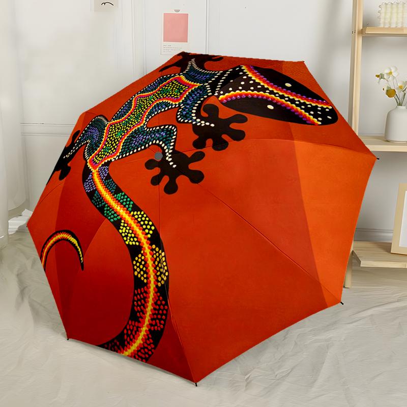 Ombrello Automatico Tartaruga Marina Stippling Indigeno, Design Compatto con 8 Stecche, Adatto per Tempo Libero all'Aperto e Uso Quotidiano - Regalo Ideale