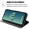 Coque de protection pour Samsung Galaxy A15 - Cuir PU Noir - Fentes pour cartes - 2 Verres Trempés