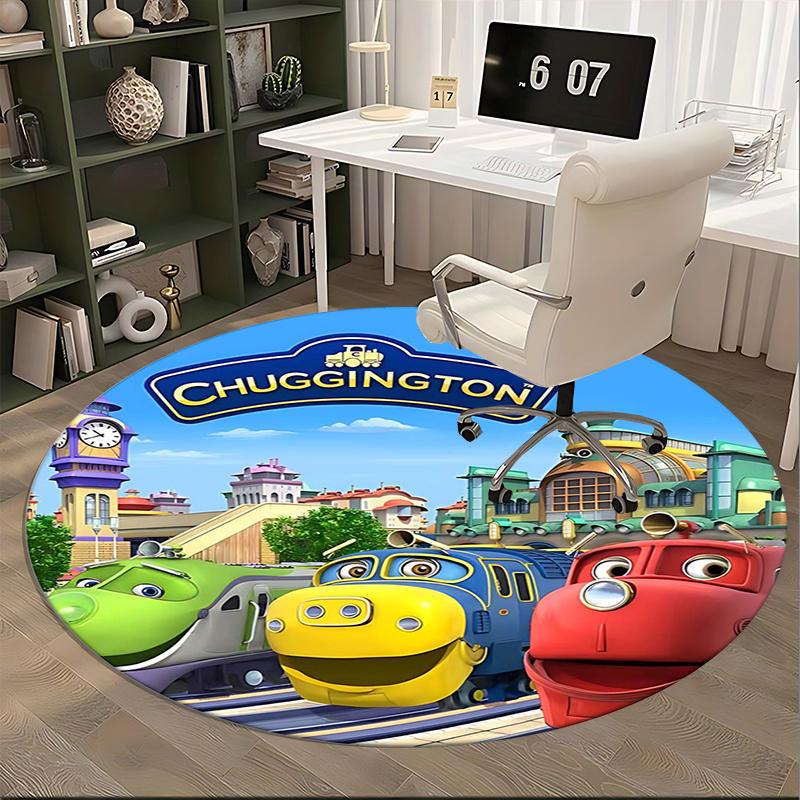 Chuggington Train Chair Mat Round Rug-Office Carpet, Non-slip, Suitable for Living Rooms, Bedrooms Decor.1205496a