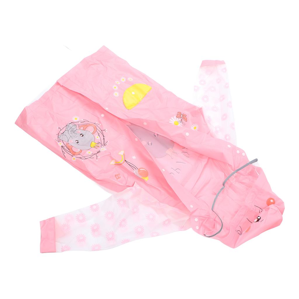 Regenponcho Rosa L PU Einteilig Wasserdicht Reflektierstreifen Knopf mit Rucksackfach Regenmantel für Kinder
