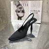 Fashion Summer New 2024 Sandal Woman Small Stiletto Heels Sexy Designer Sandals for Women Black Luxury Genuine Leather Red High Heeled