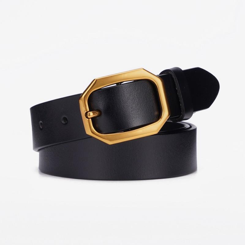 Womens Genuine Leather Belt With Alloy Pin Buckle Slim Fit Casual Waistband Jeans Trousers Black Coffee Khaki Light Blue 95 cm