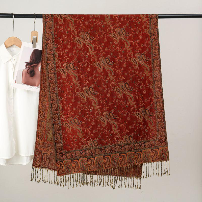 Women s Paisley Autumn Shawl - Warm Faux Cashmere Jacquard Scarf