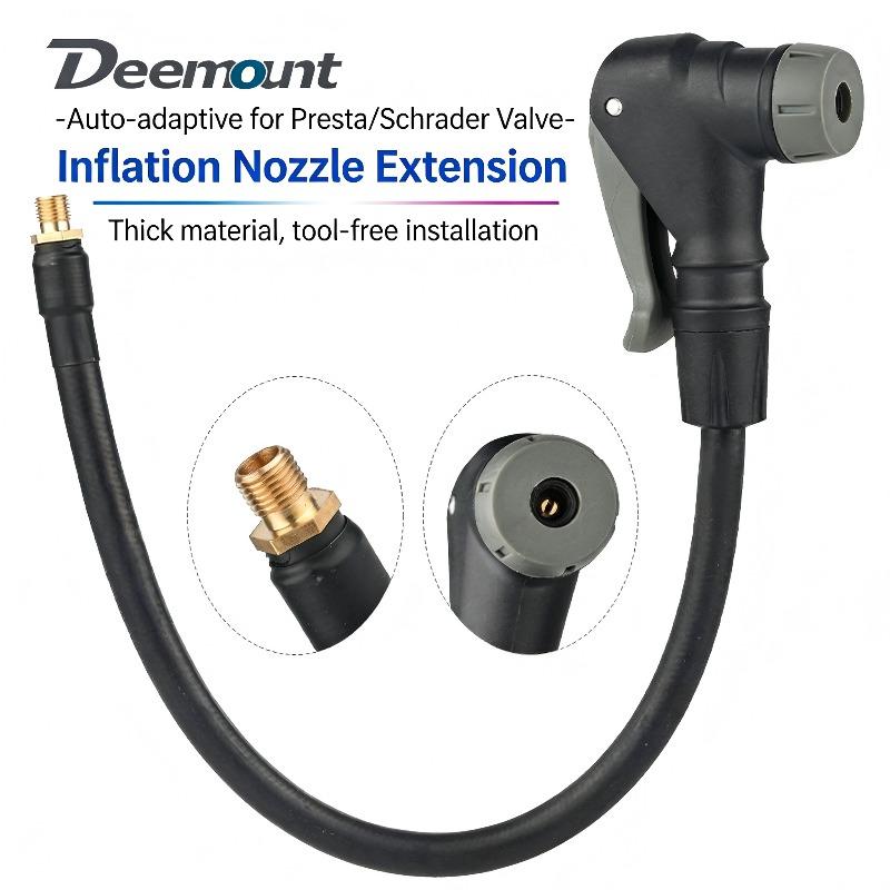 Inflatable Extension Tube Adapter for Schrade and Presta Valve Mountain Road Bike Pump Hose Conversion Head