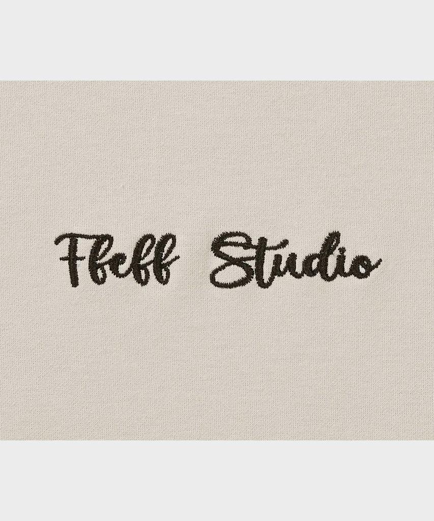 FFEFF STUDIO Lettering Embroidered Short Sleeve T-Shirt (Natural)