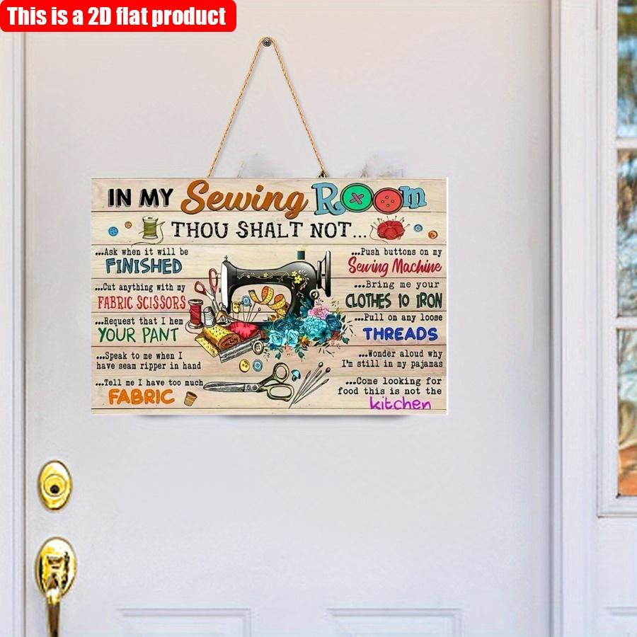 2D Flat 30*20cm1pc Vintage High quality Wooden Sewing Room Plaque - Wall Decor with Humorous Sewing Quotes, Perfect for Home, Porch, or Kitchen