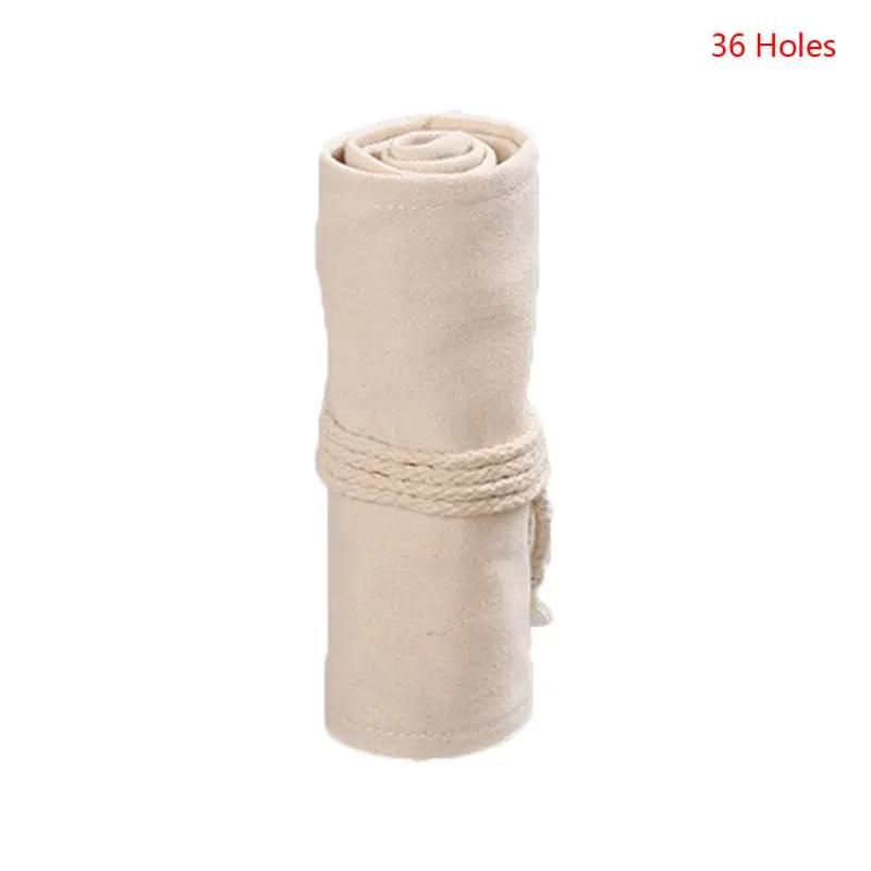 12/24/36 Holes Canvas School Pencil Case Roll Up Pencil Case for Girls Boys Large Portable Pen Bag Box Stationery Pouch Supplies