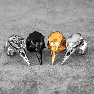 Wikinger Rabenschädel Edelstahl Herrenringe Punk Amulett Gotisch für männlichen Freund Biker Schmuck Kreatives Geschenk