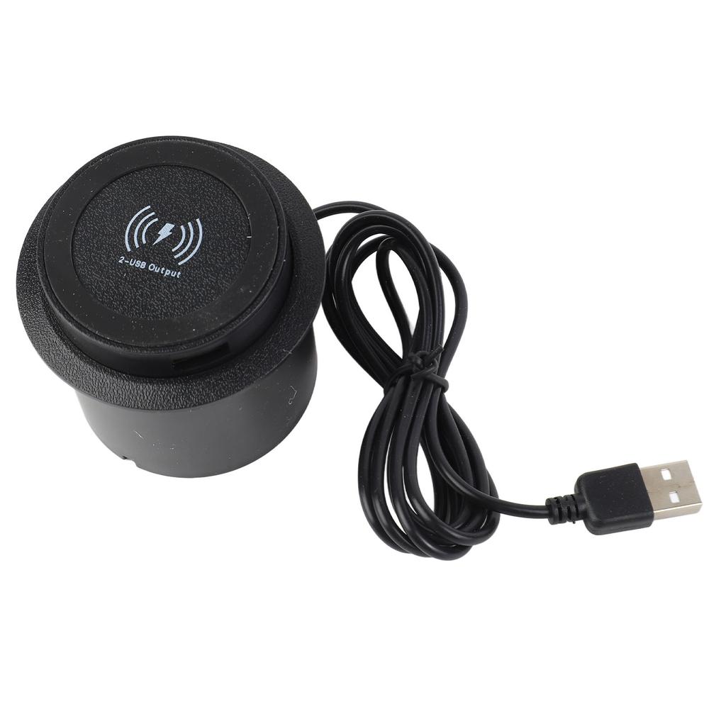 Wireless  Multifunctional Double USB Port Adapter 10W Hidden Embed in Desk Wireless  Pad 10W Wireless Charging Pad