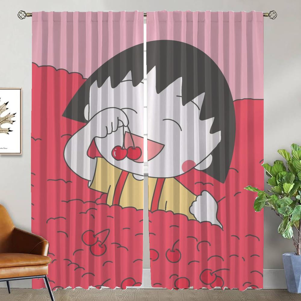 Chi-bi Maruko Window Curtain for Room 2 Panel Anti-mosquito Curtains for Camera Partition Shades Halloween Decoration Living