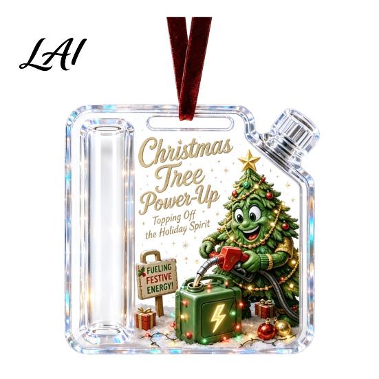 Unique Gift Idea Acrylic Christmas Money Holder Ornament Clear Fuel Up Gas Can Cash Card Holder Xmas Tree Hanging Decoration for Holiday Home Party
