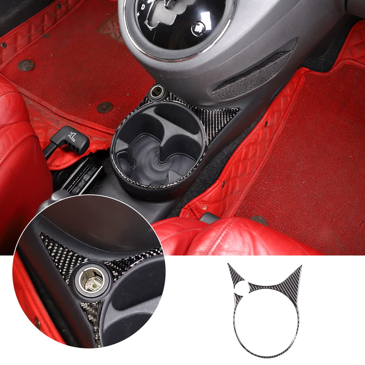 

Hcilloend Carbon Fiber Cup Holder Center Control Cup Holder Panel Cover Sticker for New Fiat 500 Easy Interior Custom Carbon Fiber Set of 2 Panel,