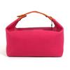 HERMES Bridea Black GM Bag pouch vanity bag H logo Hand Bag cotton hibiscus pink
