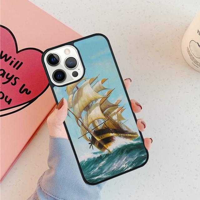 Old Ship in Sea Moon Night Phone Case For iPhone 17 Air 15 16 16e 11 12 13 14 Pro Max Cover For iPhone 17 Air Max Plus Fundas