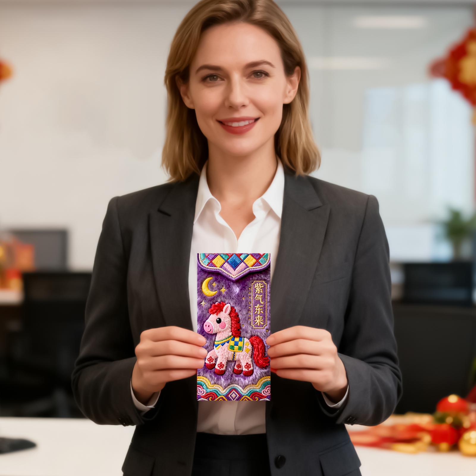 Chinese New Year Red Envelopes 6-Piece Cute New Year Auspicious 2026 Spring Festival Red Pocket For Cash For Spring Festival Tet China Mainland