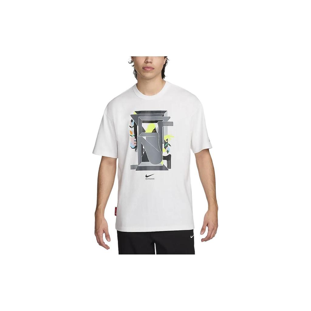 Nike Printed Casual Pullover Crew Neck Short Sleeve T-Shirt Men Tops White FV3729-100