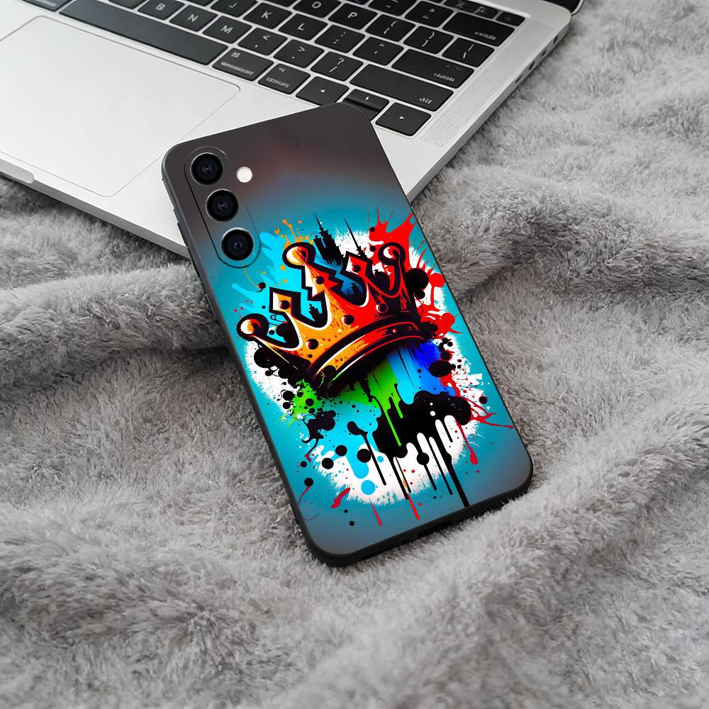 

Cool -Colorful Graffiti Soft Silicone phone Case for Samsung Galaxy A73/A71/A72/A70/A53/A52/A51 - Black Samsung a21s