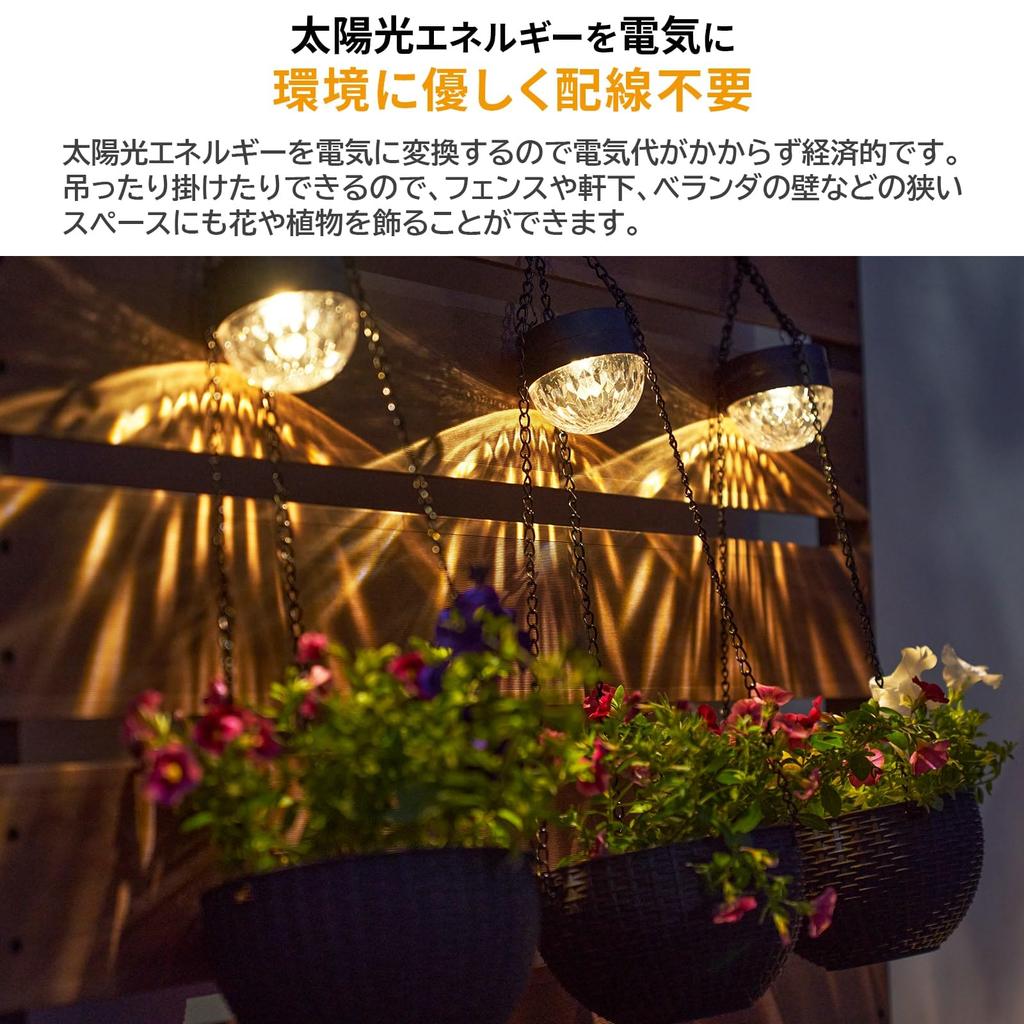 Gardenmaster Clarte LED Solar Hanging Basket with Automatic Light No Electricity for Outdoor Flower Light, Switch, Waterproof, Required, Gardens,