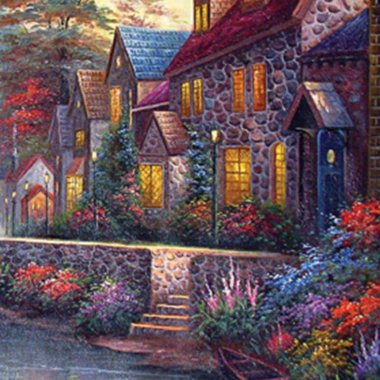 1000 bitars pussel - solnedgång i en fredlig by (Mini), populärt koreanskt pussel