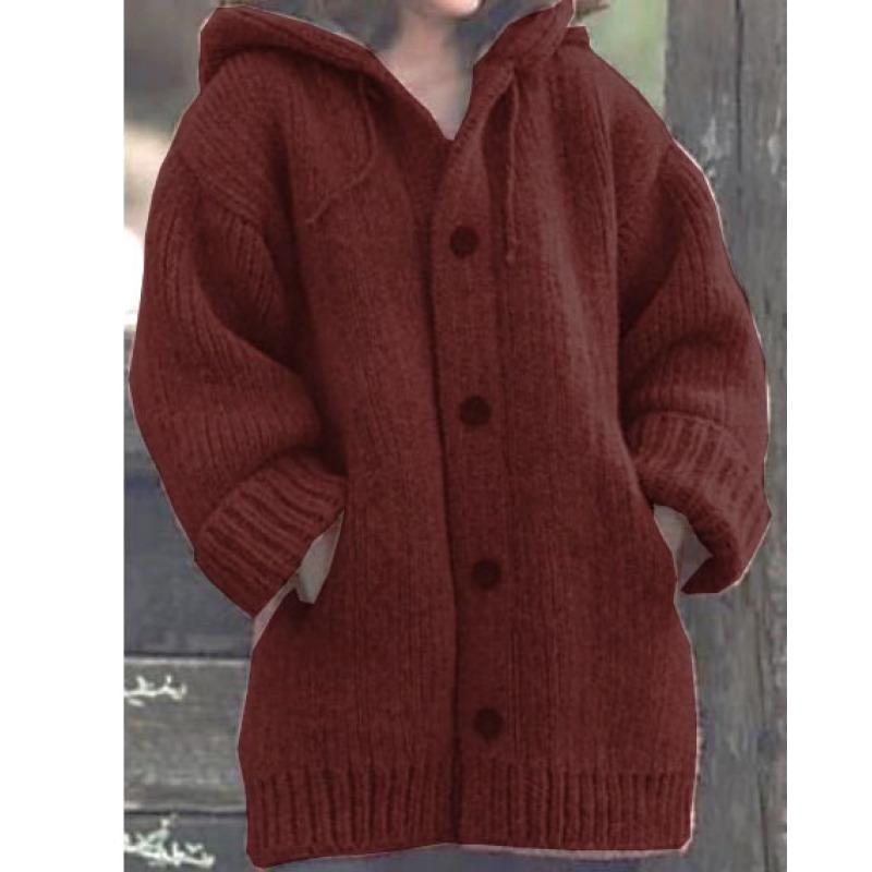 Damen Winter Langarm Übergröße Pullover Kapuzenjacke