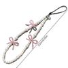 Pearl Beads Cell Phone Pendant Wrist Strap Phone Lanyard Fashion Bowknot Phone Charm  Woman Girl