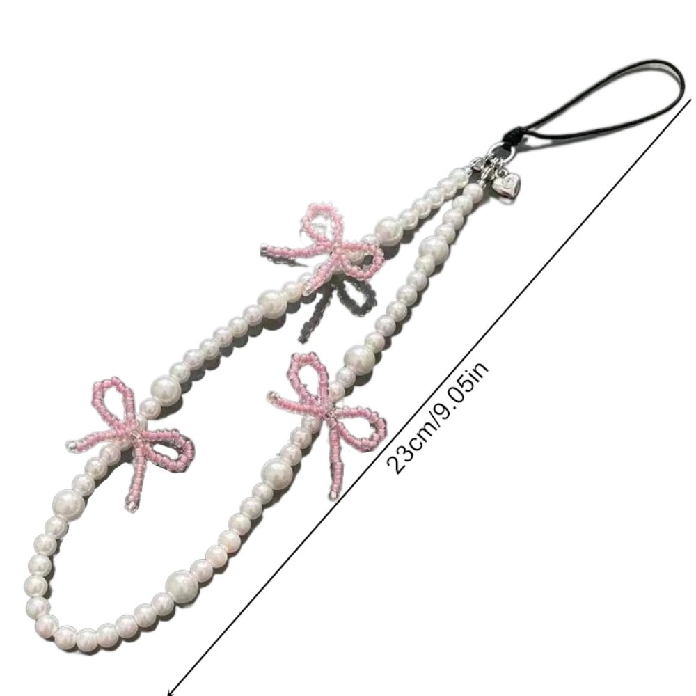 Pearl Beads Cell Phone Pendant Wrist Strap Phone Lanyard Fashion Bowknot Phone Charm  Woman Girl