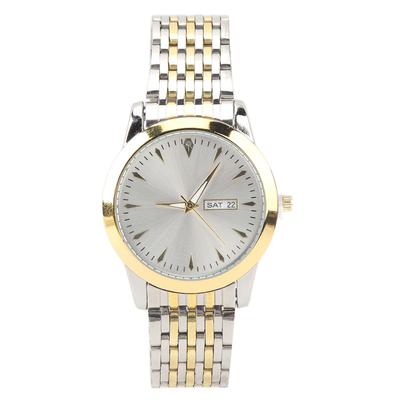 Quartz Men Watch Commercial Dual Date Stylish Classic Quartz Stainless Steel Dress Watch Gold and