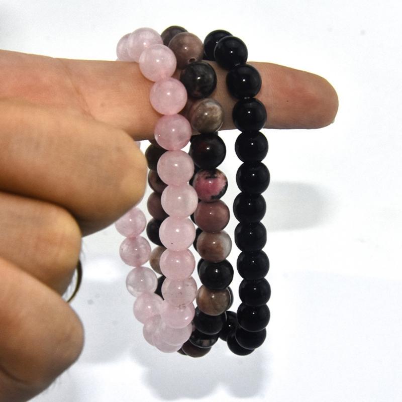 Set of 3 Healing Crystal Bracelet Set for Women Natural Stone Beaded Stretch Handchain Adjustable Wristchains Accessory