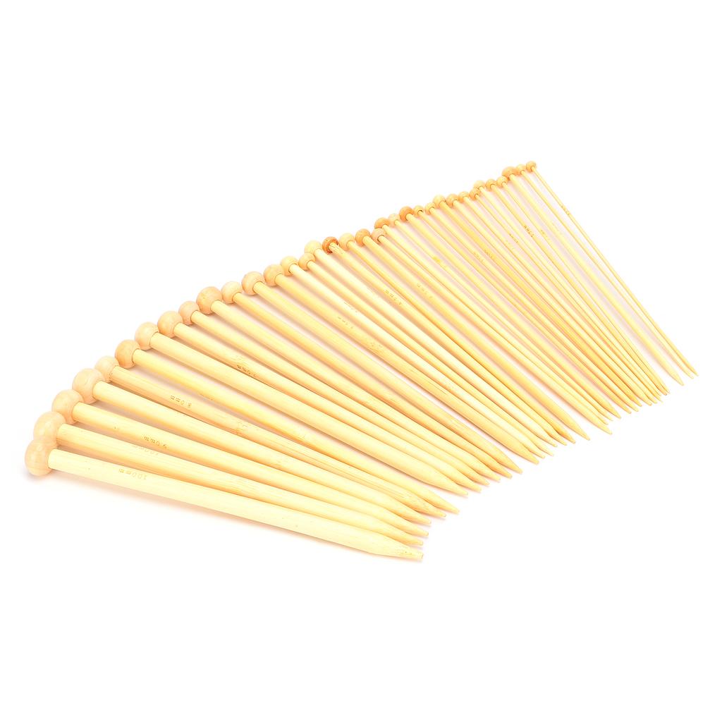 36pcs Knitting Needle Bleached Bamboo Single Tip Crochet for Sewing Clothes Shoes Gloves