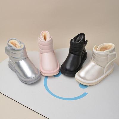 Warme Kinder-Ankle-Schneestiefel aus PU-Leder und Plüsch für Jungen und Mädchen