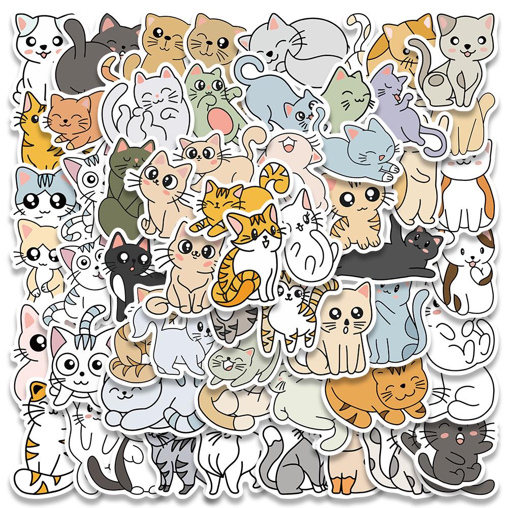 Cute Kitten Stickers for Suitcase, Computer, Motorcycle, Guitar - Waterproof Graffiti Decals