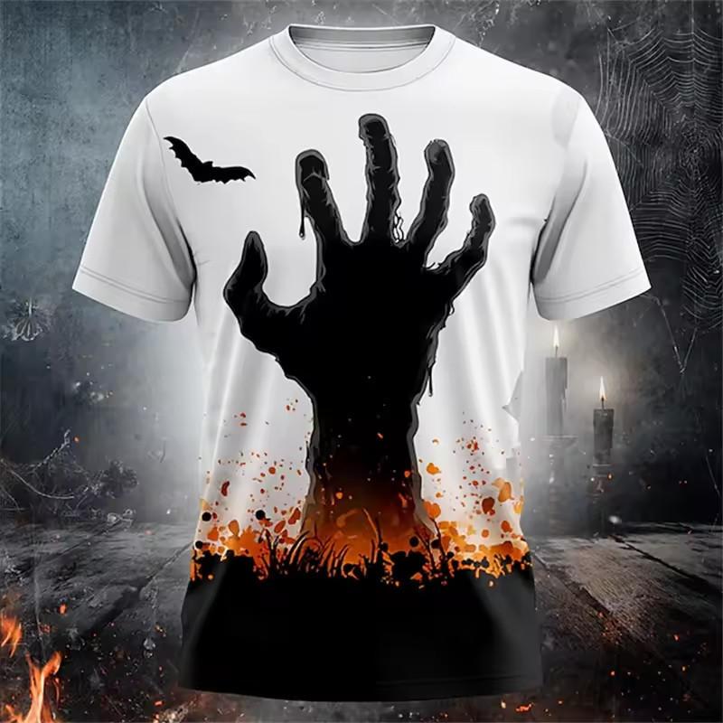 New 3D printed trendy casual round neck short sleeved Halloween T-shirt top
