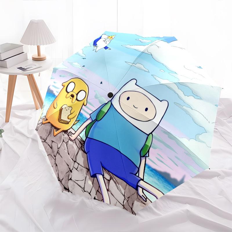 Jake and Finn Pattern, Automatic Folding Umbrella, Portable and Foldable Design, 8 Ribs, a Christmas or Birthday Gift.