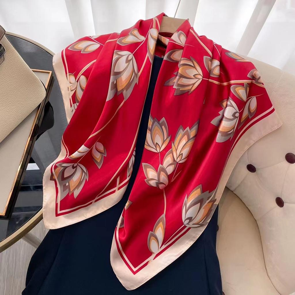 Vintage Paisley Silk Scarf Women Fashion Designer Head/Hair Scarves 90*90cm Hijab Bandana Cheveux Foulard Femme 90X90CM