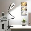 Flexible Gooseneck LED Reading Book Light with Clamp, 3 Color Temperature Circular Night Lamp for Bedside Travel Office