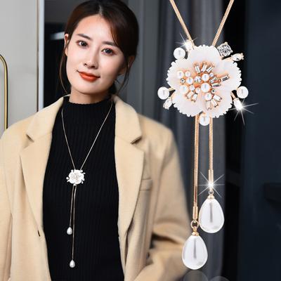 Autumn And Winter Shell Flower Sweater Chain Women'S Fashion Simple Atmosphere Pearl Fringed Necklace