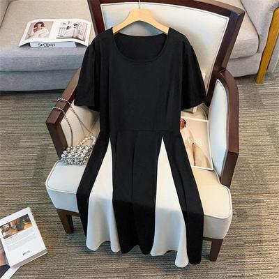 Round Neck Plus Size Slimming Loose Mid-Length Short-Sleeved Women's Dress