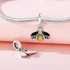 Original Copper Luminous Firefly Purple Zircon Firefly Heart-Love Charms Beads Pendant Fit Bracelet For Women Diy Gift