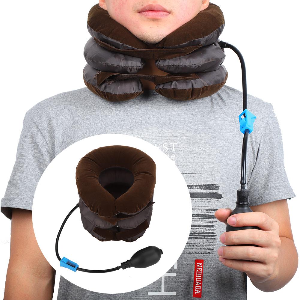Inflatable Cervical Vertebra Tractor Protector Neck Brace Support Fixation Traction InstrumentCoffee