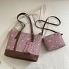 Einfaches Kirsch 3er Set Schultertaschen für Damen Große Kapazität Damen Pu Umhängetasche Tragbare Damen Einkaufstasche Handtaschen